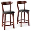 Front. Costway - Costway 23.5" Bar Stool Set of 2 with Curved Backrest & Footrest Counter Height Stools - Walnut,Black.