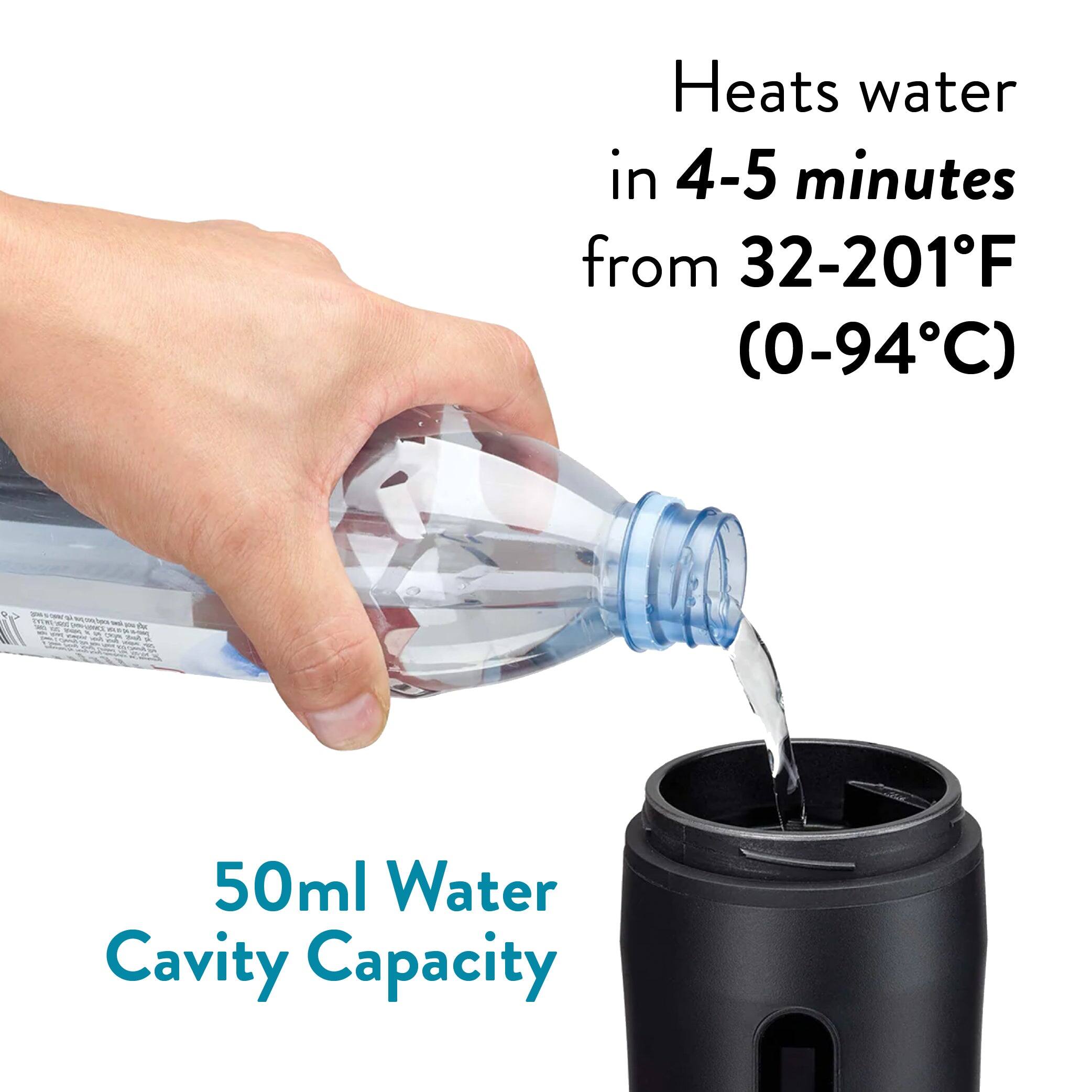 Heats water in 4-5 minutes from 32-201°F (0-94°C)

50ml Water Cavity Capacity
