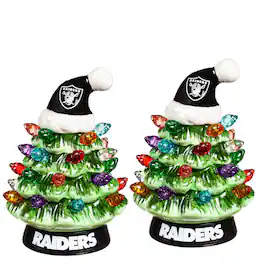 Evergreen Enterprises - Las Vegas Raiders 2-Pack 4" Ceramic LED Christmas Tree Set - Multicolor