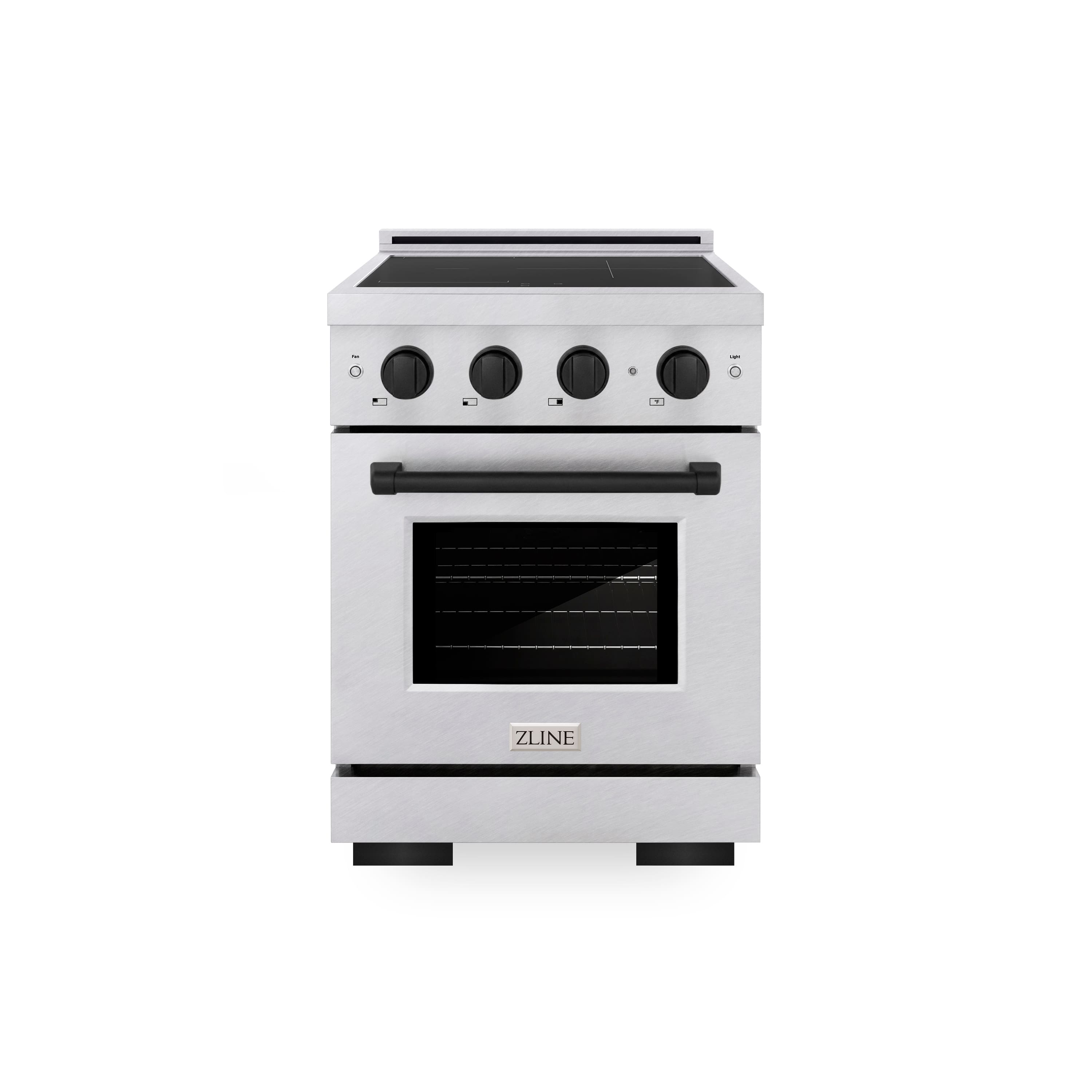 ZLINE - Autograph 24 in. 3.2 cu. ft. Paramount Freestanding Induction Range with 3 Burners in Satin Steel with Black Accents - Satin Stainless Steel
