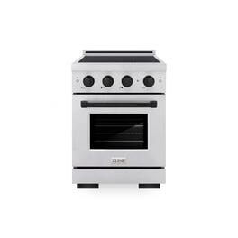 ZLINE - Autograph 24 in. 3.2 cu. ft. Paramount Freestanding Induction Range with 3 Burners in Satin Steel with Black Accents - Satin Stainless Steel