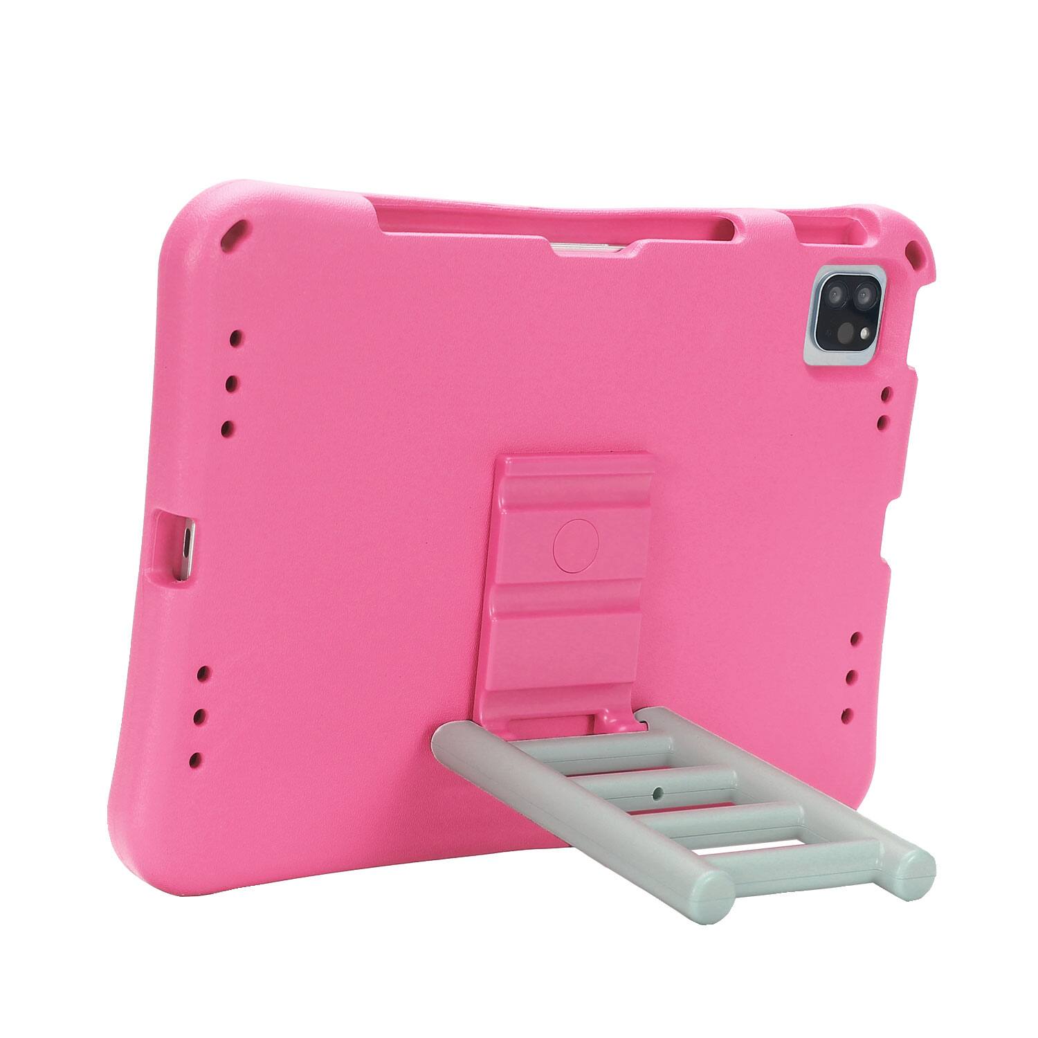 Left. Dteck - for Apple iPad Air (M4) 11" 2026/(M3) 2025/(M2) 2024 Rugged Case,Shockproof Heavy Duty EVA Cover with Rotating Stand - Rose.