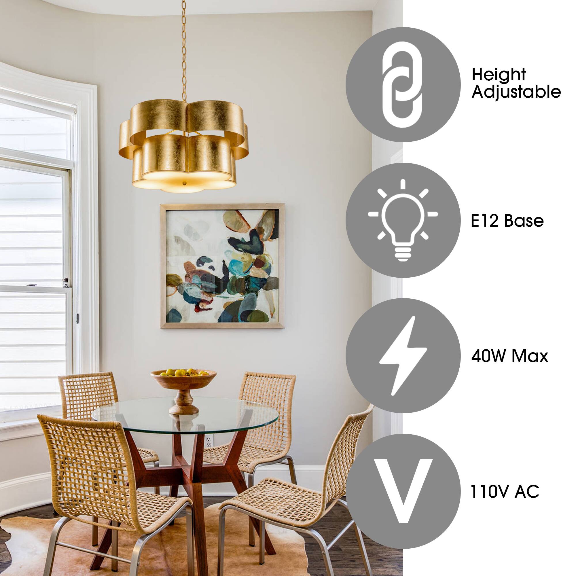 Height Adjustable  
E12 Base  
40W Max  
110V AC