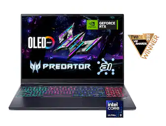Acer - Predator Helios Neo 16S AI Gaming Laptop - 16" OLED 240Hz - Intel Core Ultra 9 - NVIDIA GeForce RTX 5070Ti – 32GB – 1TB - Obsidian Black