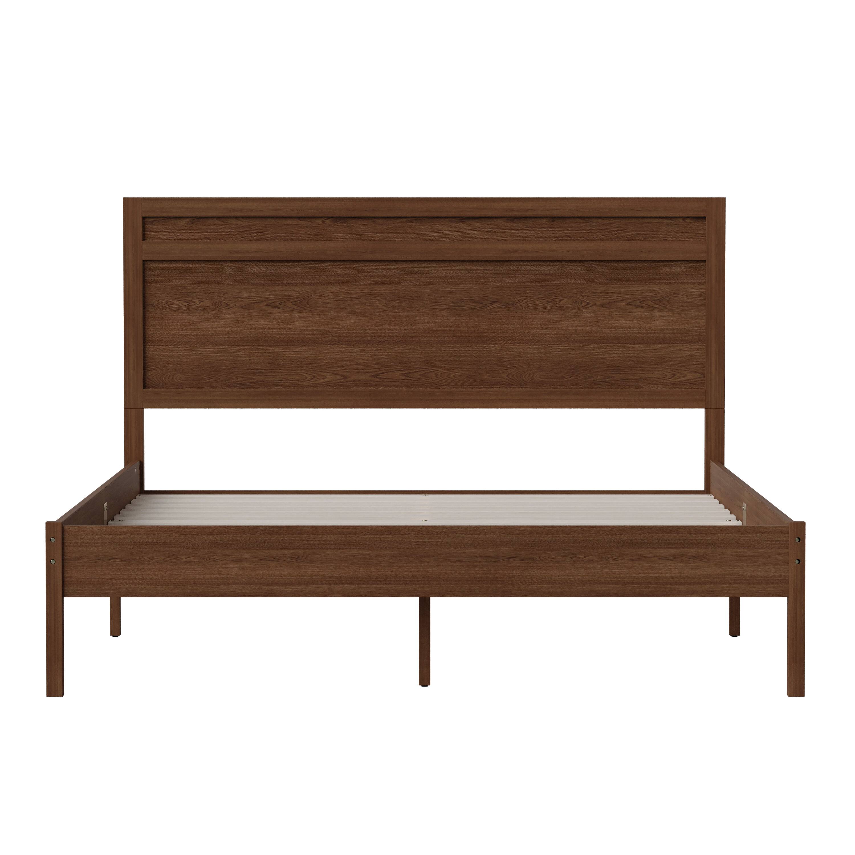 Alt View 9. Emma + Oliver - Allanza Classic Wooden Platform Bed with Headboard - Brown.