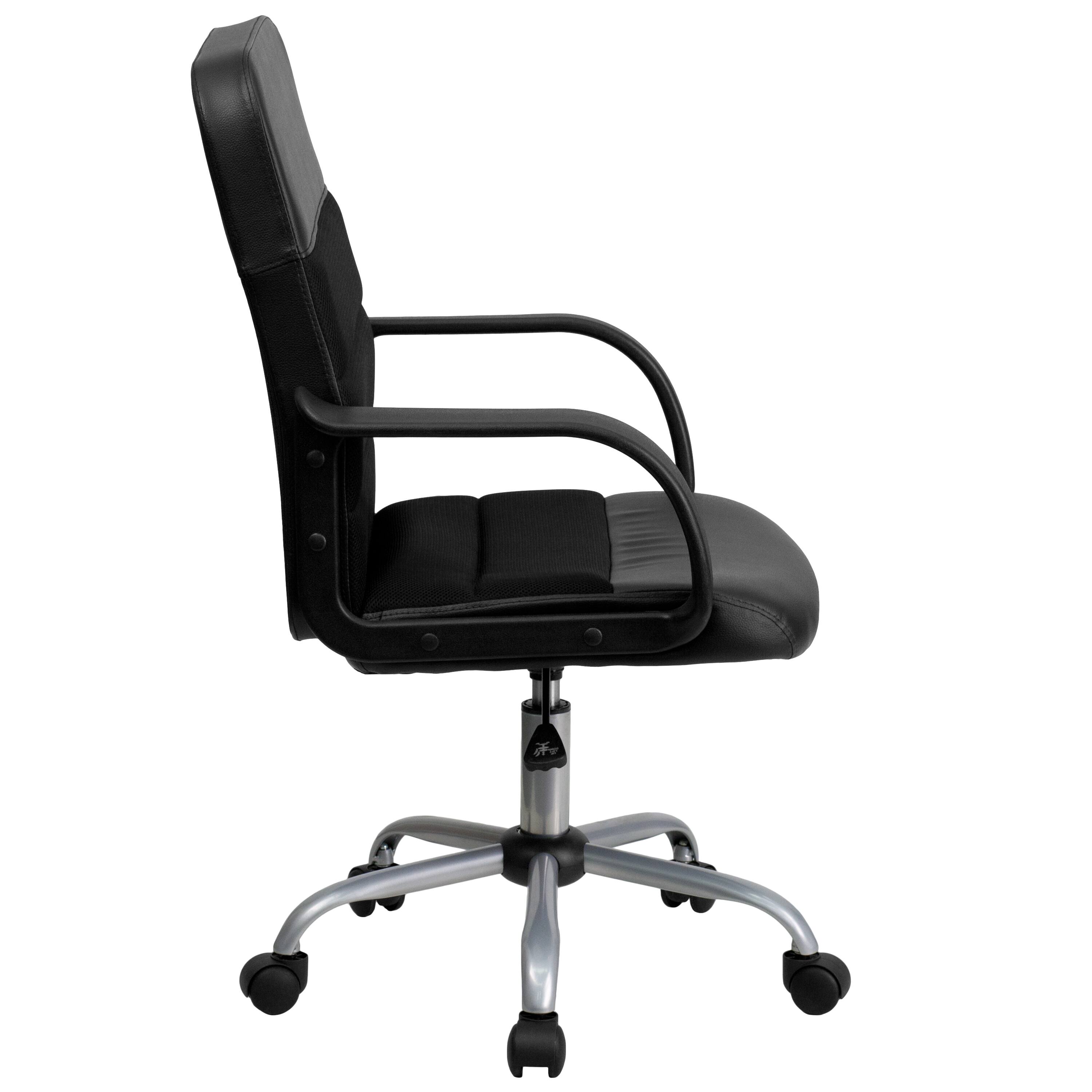 Alt View 6. Emma + Oliver - Mid-Back Leather and Mesh Swivel Task Office Chair with Arms - Black.