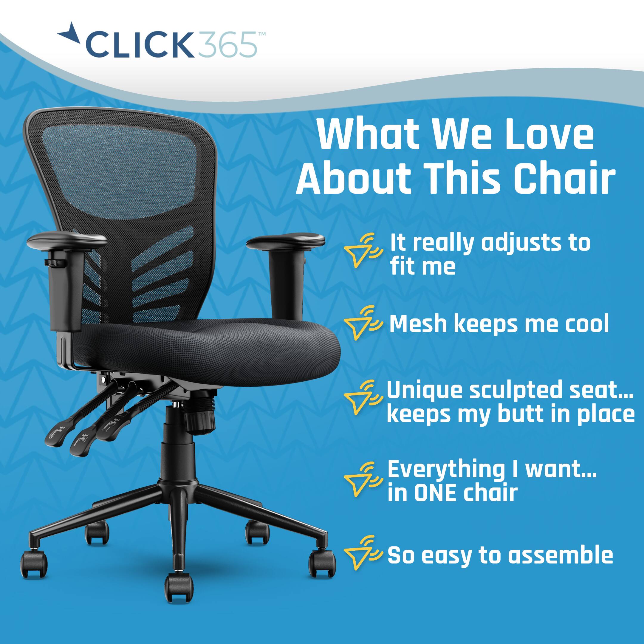 Alt View 14. Click365 - Ergonomic Office Chair with Lumbar Support & Flip-Up Arms Breathable Mesh Home Desk Chair with Adjustable Height & Back - Black.