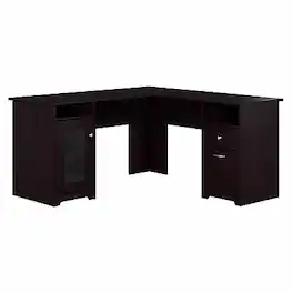 Bush Furniture - 60"W L Shaped Computer Desk with Storage(WC31830K) - Espresso Oak