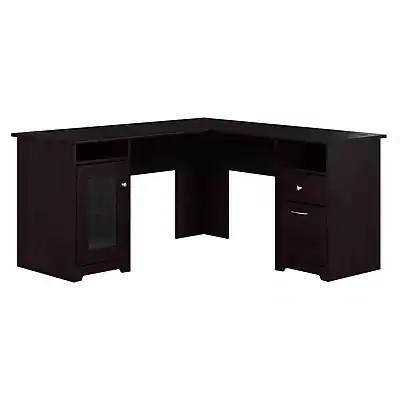 Front. Bush Furniture - 60"W L Shaped Computer Desk with Storage(WC31830K) - Espresso Oak.