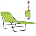 Front. Outsunny - Folding Chaise Lounge Chair, Pool Sun Tanning Chair, Outdoor Lounge Chair with Reclining Back - Green.