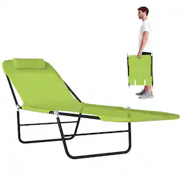 Outsunny - Folding Chaise Lounge Chair, Pool Sun Tanning Chair, Outdoor Lounge Chair with Reclining Back - Green