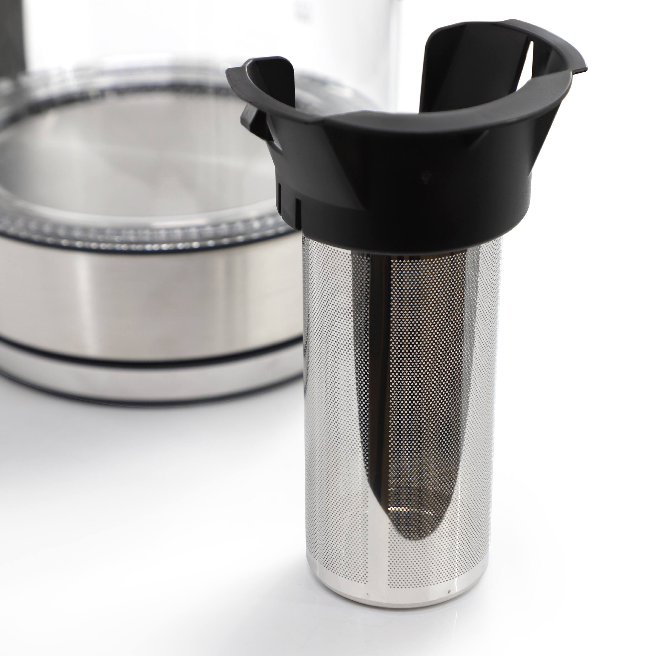 Alt View 2. MegaChef - MegaChef 1.8Lt. Glass Body and Stainless Steel Electric Tea Kettle with Tea Infuser - Clear.