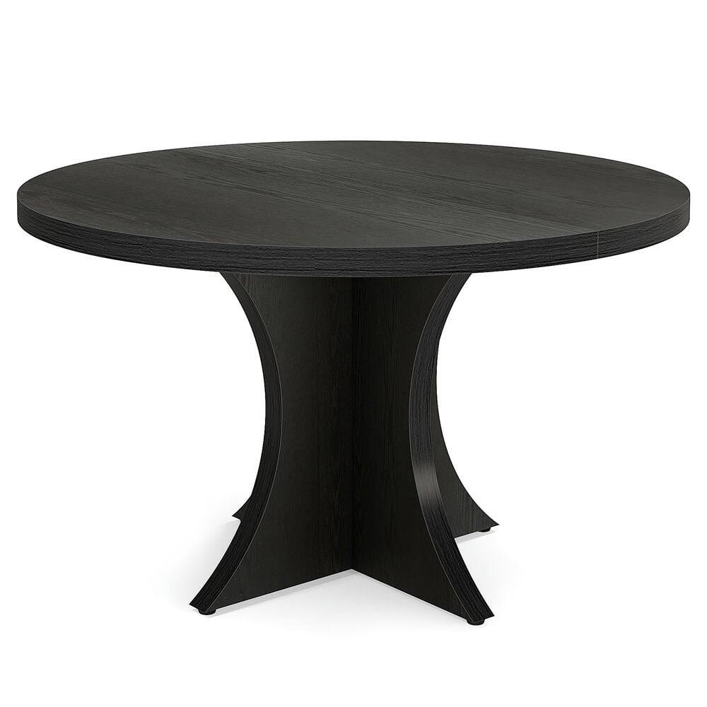 Angle. Kadyn - Kadyn End Table,Dining Table, Living Room Table,Wood Dining Table, 47.24 Inches Round Kitchen Table for 4-6,Black - Black.