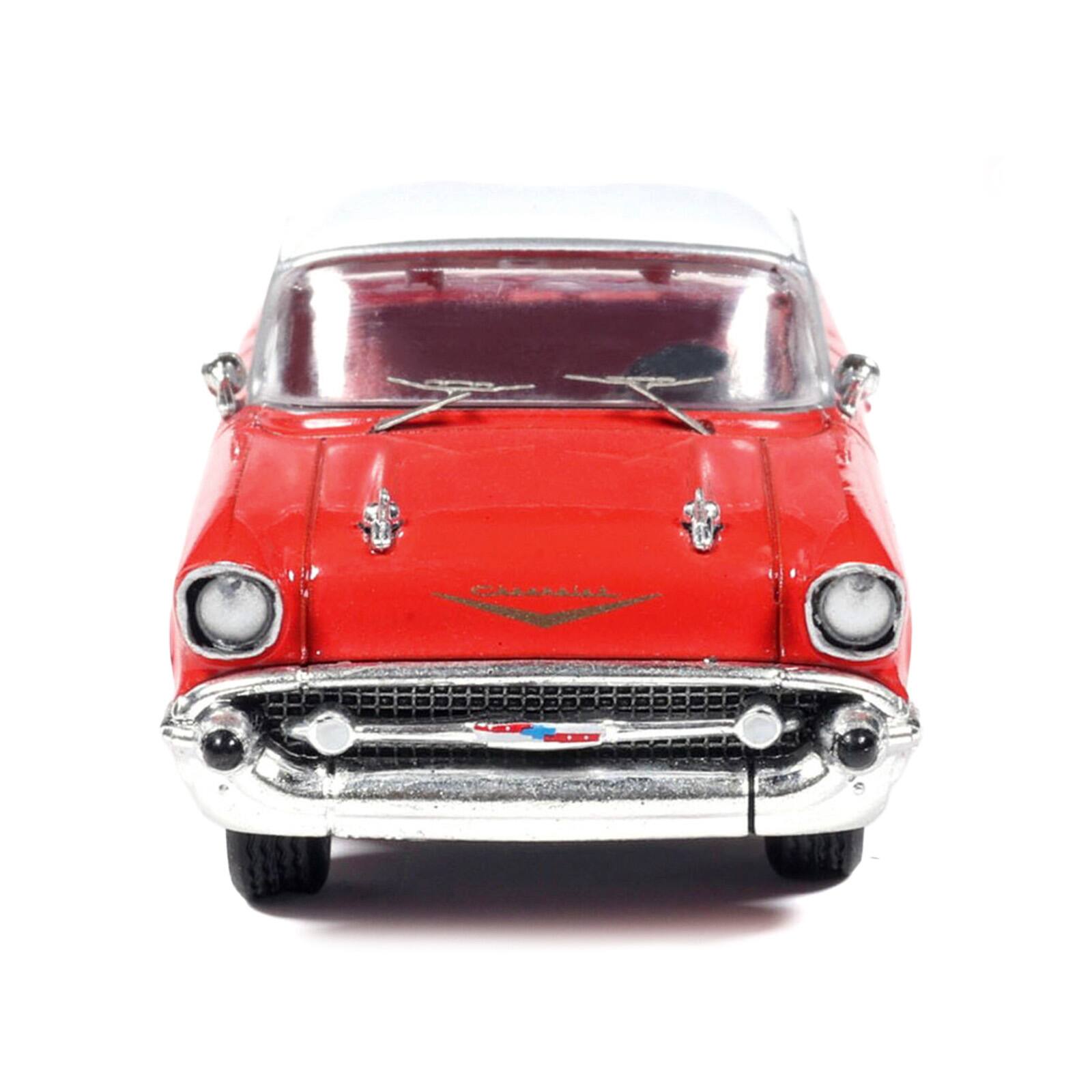 Alt View 4. IXO - 1957 Chevrolet Bel Air Red with White Top and Red Interior 1/64 Diecast Model by IXO Models.
