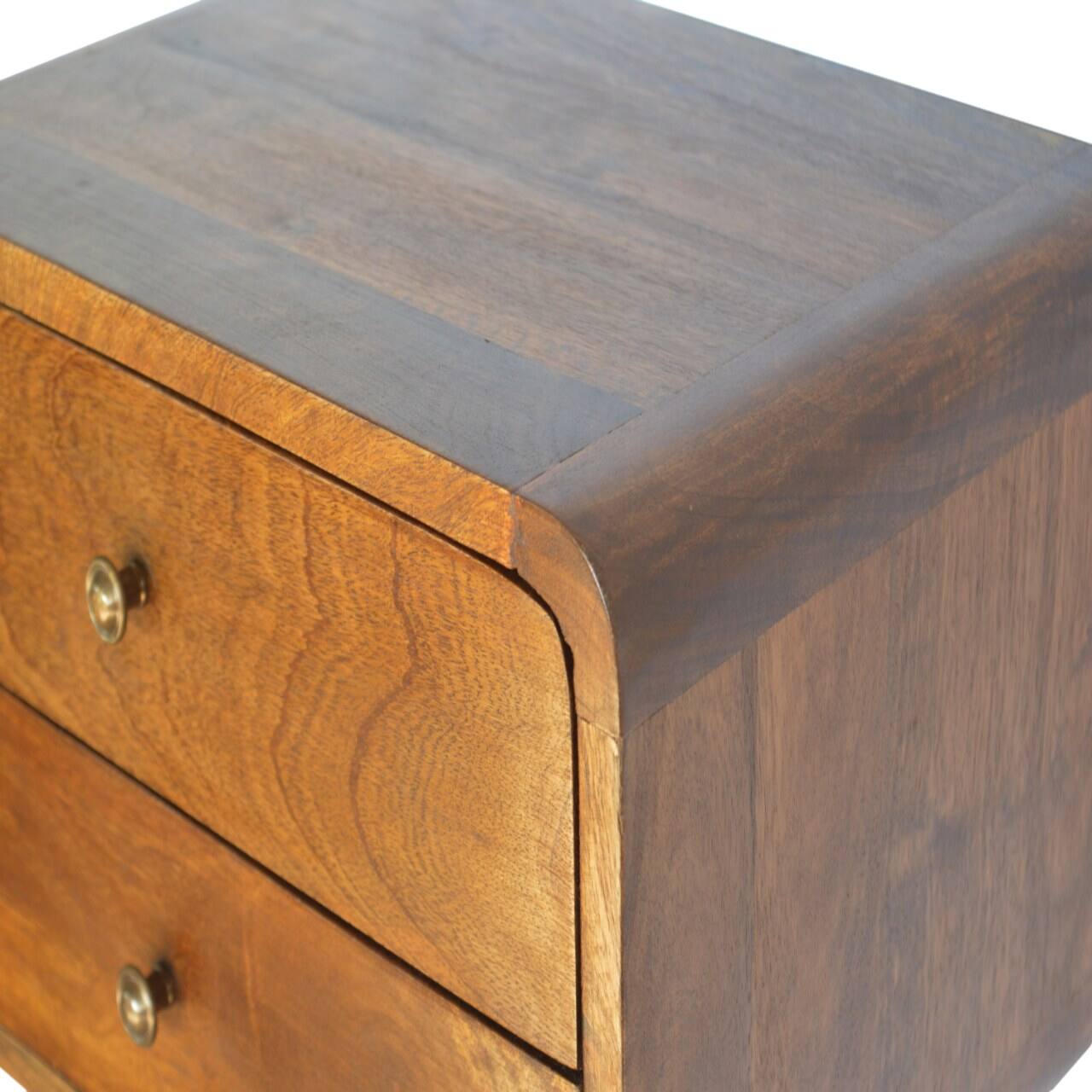 Back. Artisan Furniture - Artisan Furniture Solid Wood Floating Curved Chestnut Nightstand, 2 Drawers, Brown - Chestnut.