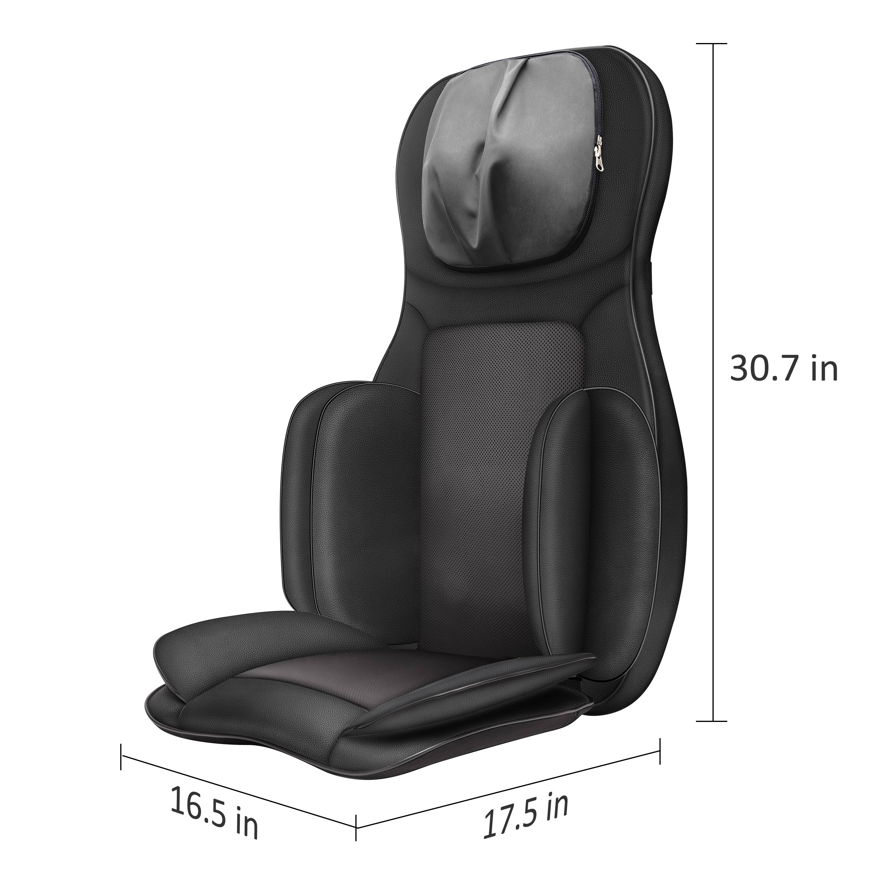 The dimensions of the chair are:

- Height: 30.7 inches
- Width: 16.5 inches
- Depth: 17.5 inches