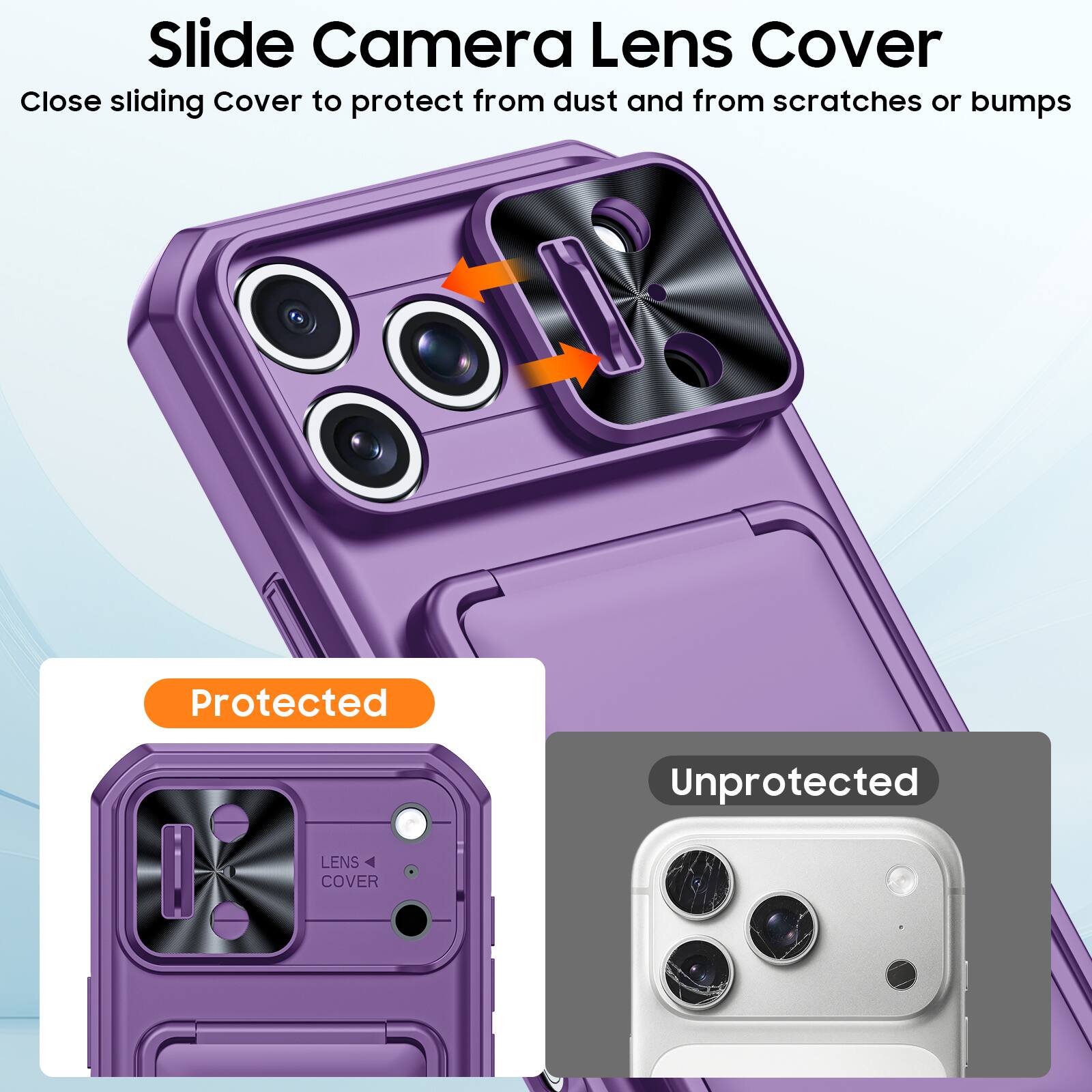 Dteck For iPhone 18 Pro Max Rugged Flip Wallet Case with Sliding Lens ...
