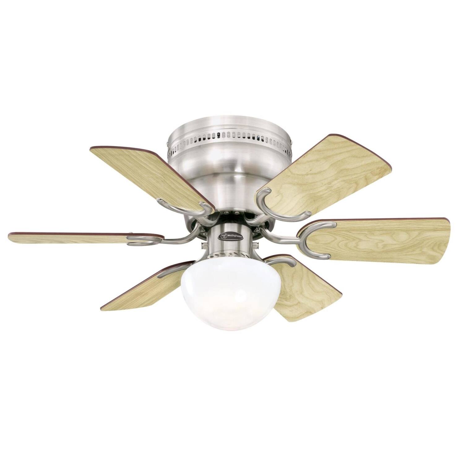 Angle. Westinghouse - Westinghouse Petite 30 in. Brushed Nickel Brown LED Indoor Ceiling Fan.