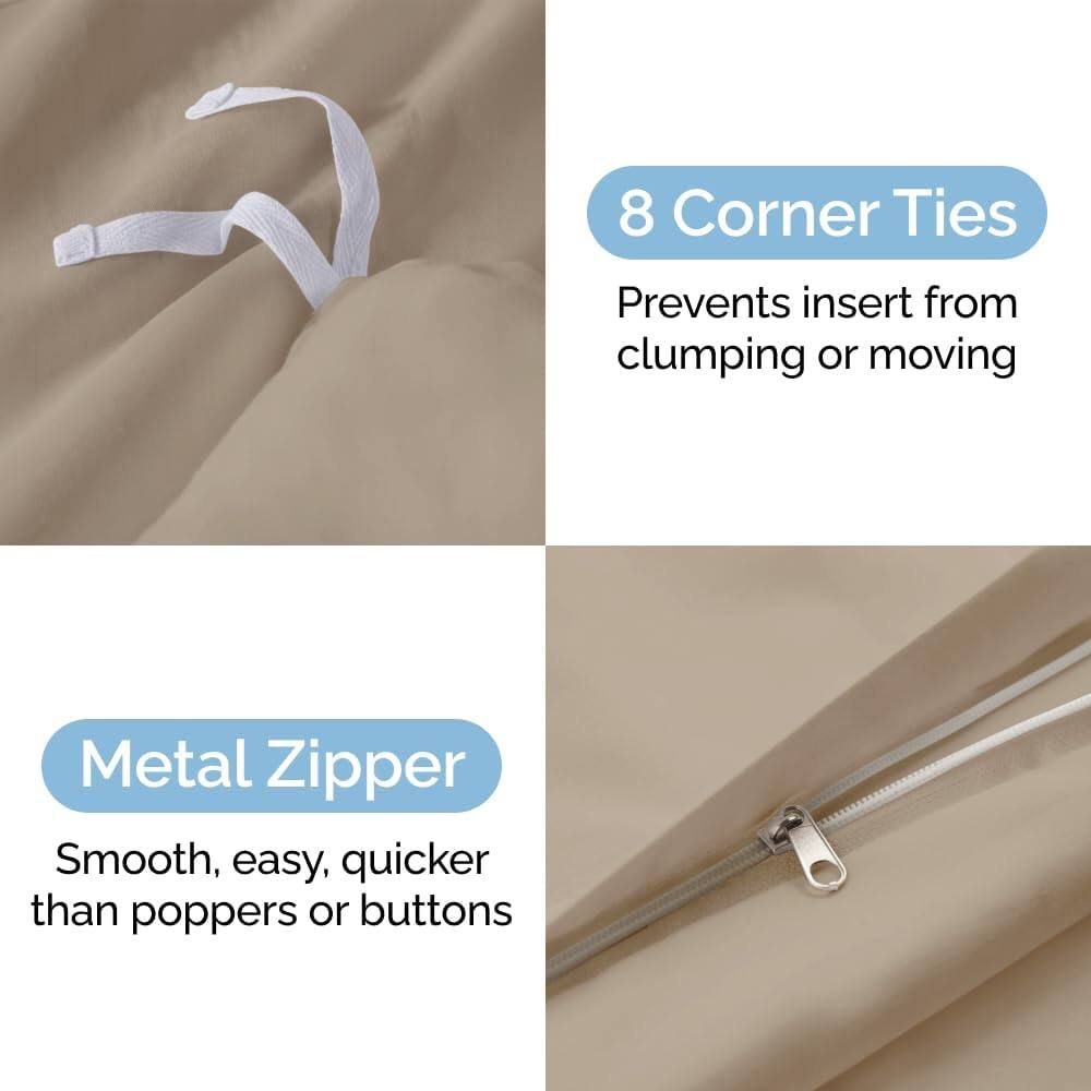 8 Corner Ties  
Prevents insert from clumping or moving  

Metal Zipper  
Smooth, easy, quicker than poppers or buttons