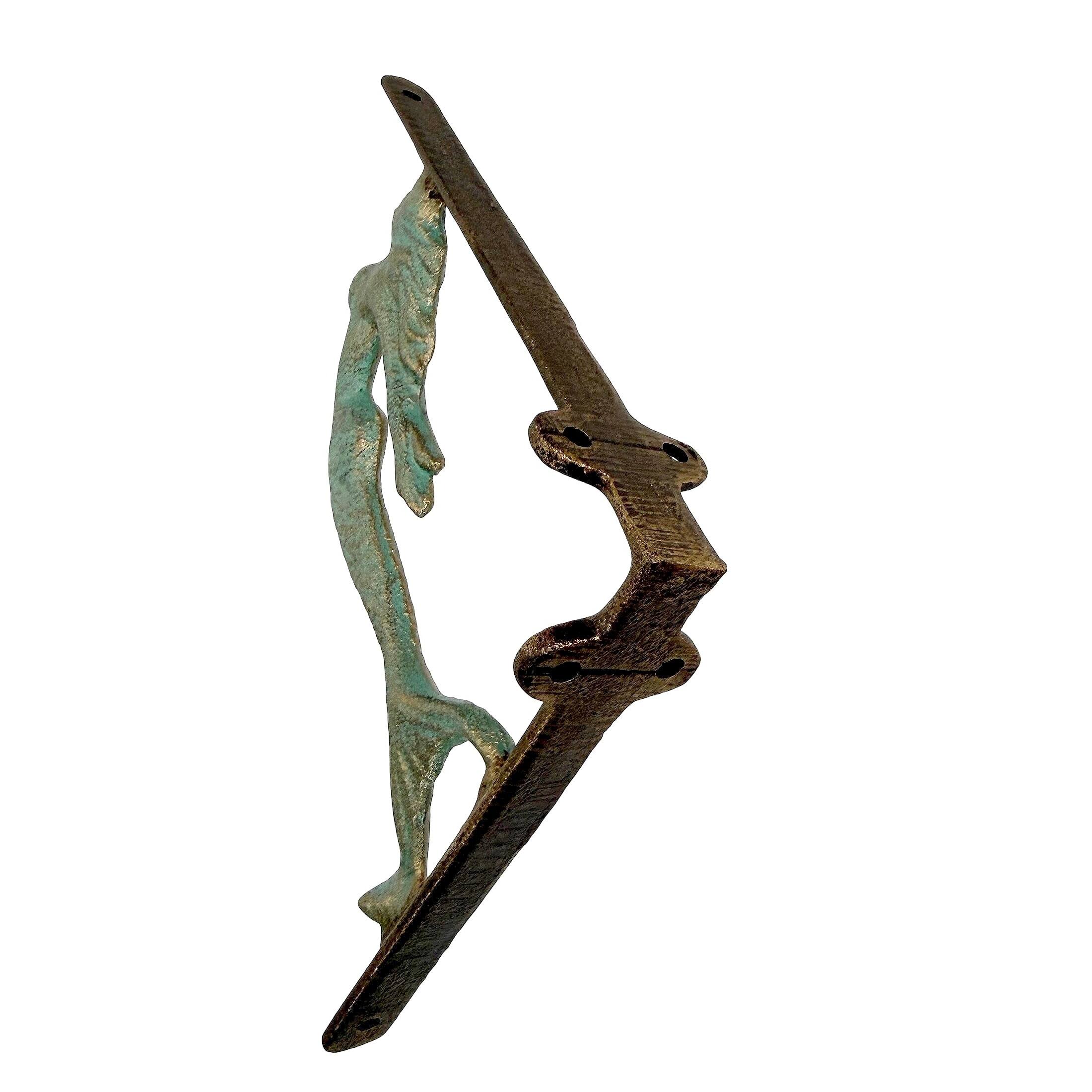 Alt View 5. Zeckos - Cast Iron Swimming Mermaid Wall Shelf Bracket Coastal Decor Set of 2, Verdigris and Bronze - Bronze.