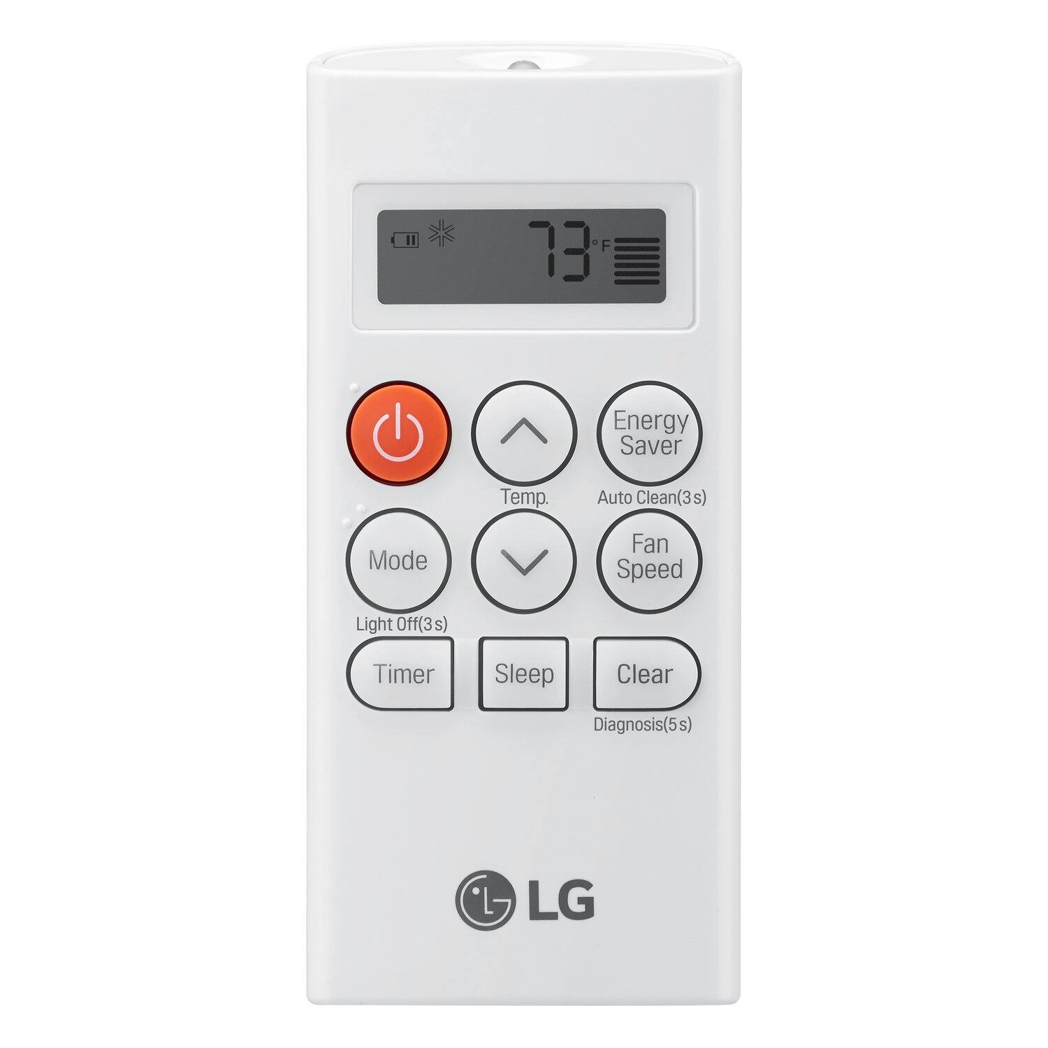 73°F Energy Saver Temp. Auto Clean(3s) Mode Fan Speed Light Off(3s) Timer Sleep Clear Diagnosis(5s) LG