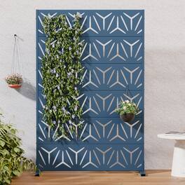 PexFix - Outdoor Privacy Screen Freestanding Metal Privacy Divider with Geometric Cutouts All-Weather Decorative Screen - Starlit Blue