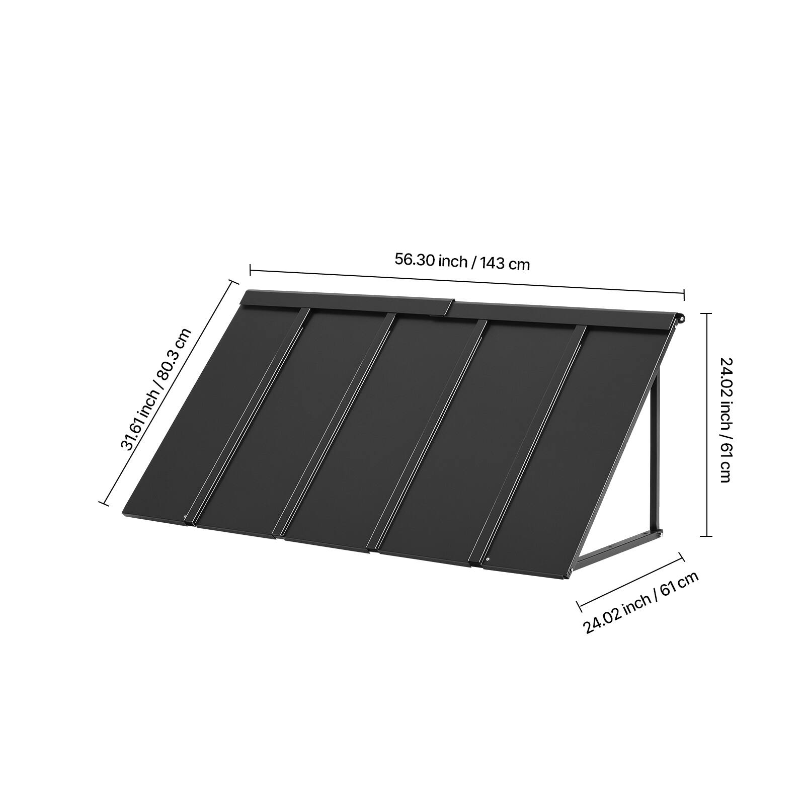 VEVOR Fixed Metal Awning 56 x 24 in, Window Awning Door Canopy