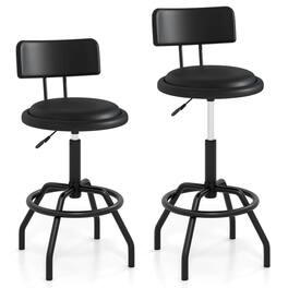 Costway - Counter Height Barstool Set of 2 with Padded Seat & Back Footrest Metal Frame - Black