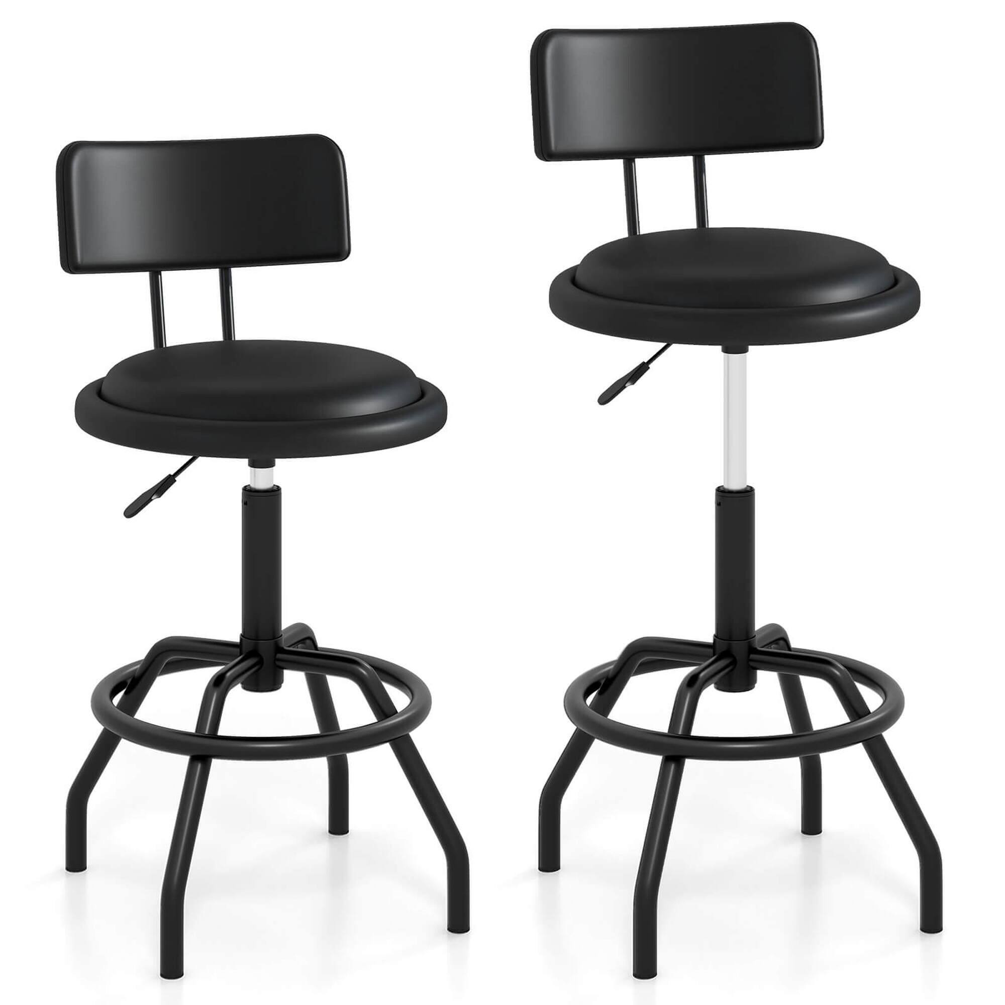 Front. Costway - Costway Counter Height Barstool Set of 2 with Padded Seat & Back Footrest Metal Frame - Black.