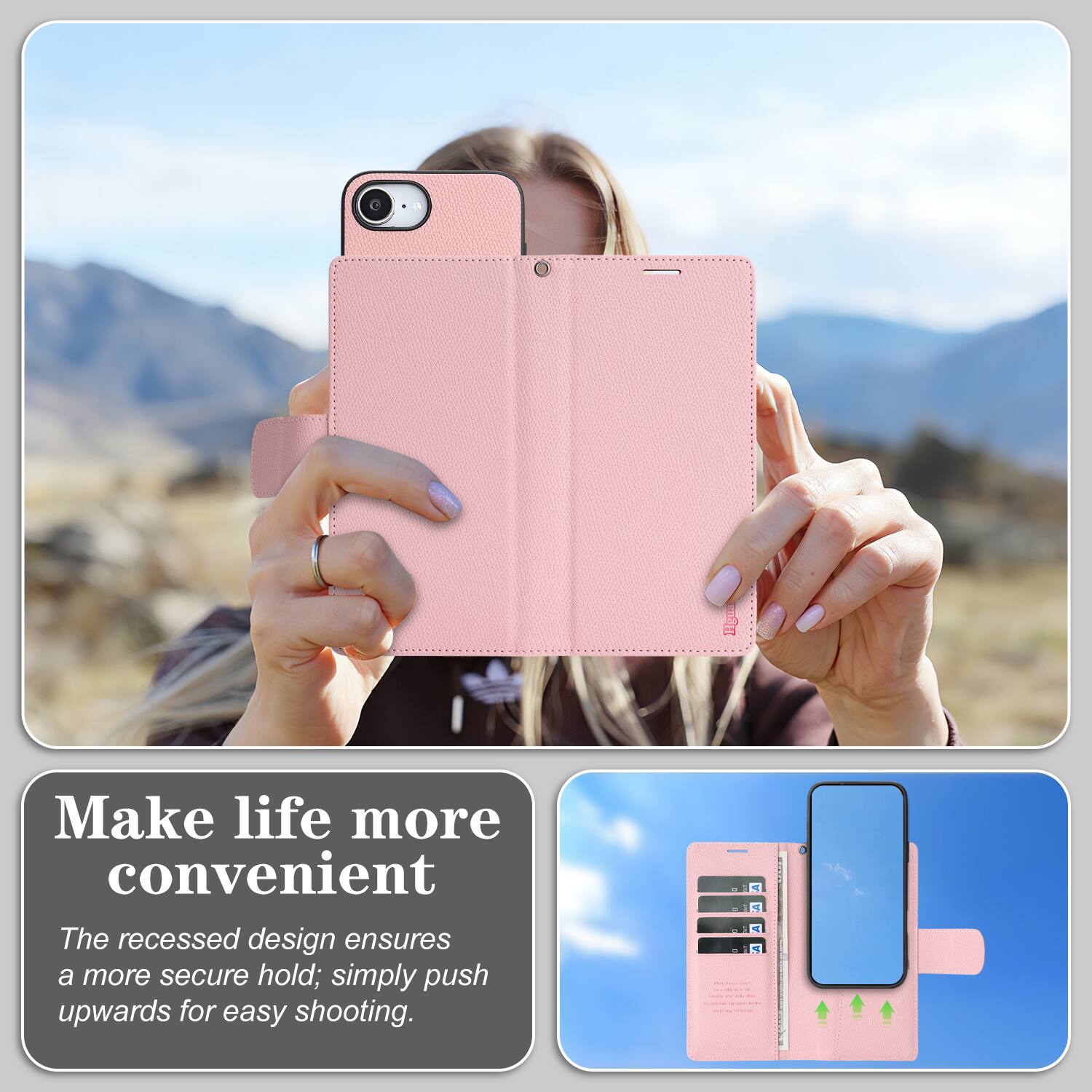Make life more convenient

The recessed design ensures a more secure hold; simply push upwards for easy shooting.