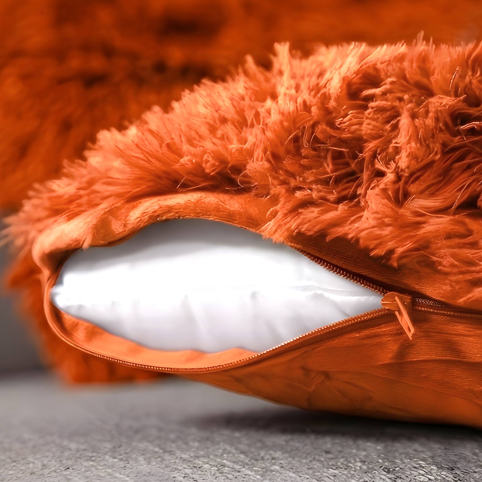 Alt View 1. Cheer Collection - Ultra Plush Long Hair Shaggy Faux Fur Body Pillow with Down Alternative Fill, 20 x 54 in - Rust - Rust.