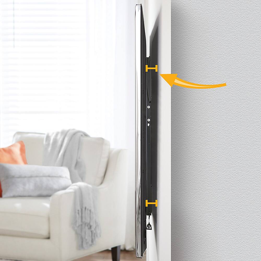 Left. Sanus - Ultra Slim Fixed-Position TV Mount for TVs 40"-85" up to 150 lbs - Sits just 0.55" From the Wall - Lateral Shift - Black.