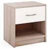 Front. Costway - Costway Modern Nightstand Bedside Table with Drawer Open Storage Shelf for Small Spaces - Natural,White.