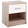 Costway - Modern Nightstand Bedside Table with Drawer Open Storage Shelf for Small Spaces - Natural,White