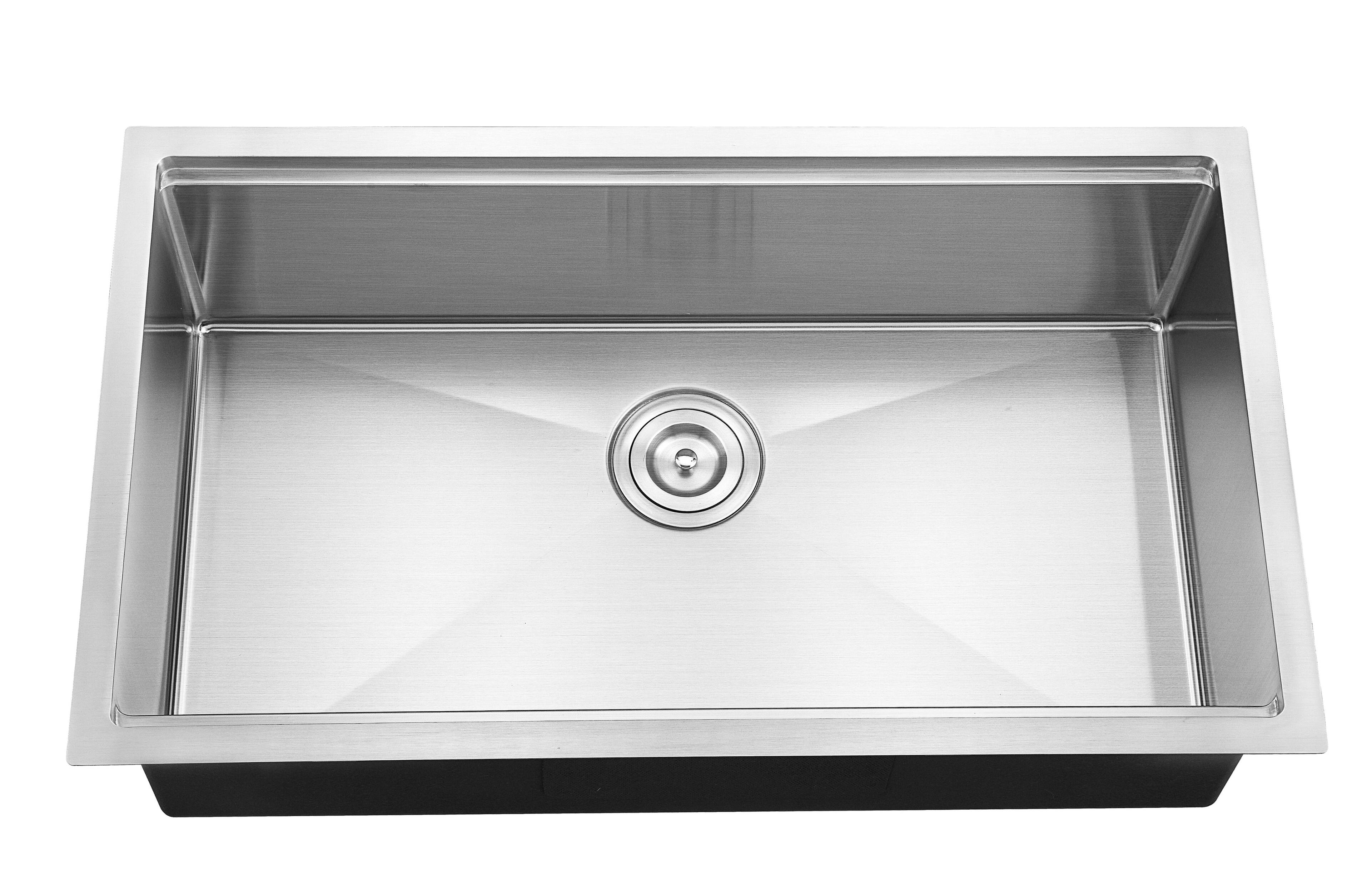 Alt View 10. Akicon - Akicon 32 in. Undermount 18-Gauge Single Bowl Basin Stainless Steel Kitchen Sink with Grid, Board and Accessories - Silver.