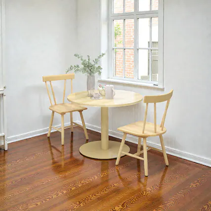 Front. Hivvago - Rubber Wood Dining Chair Pair with Sleek Armless Design - Set of 2 - Natural.