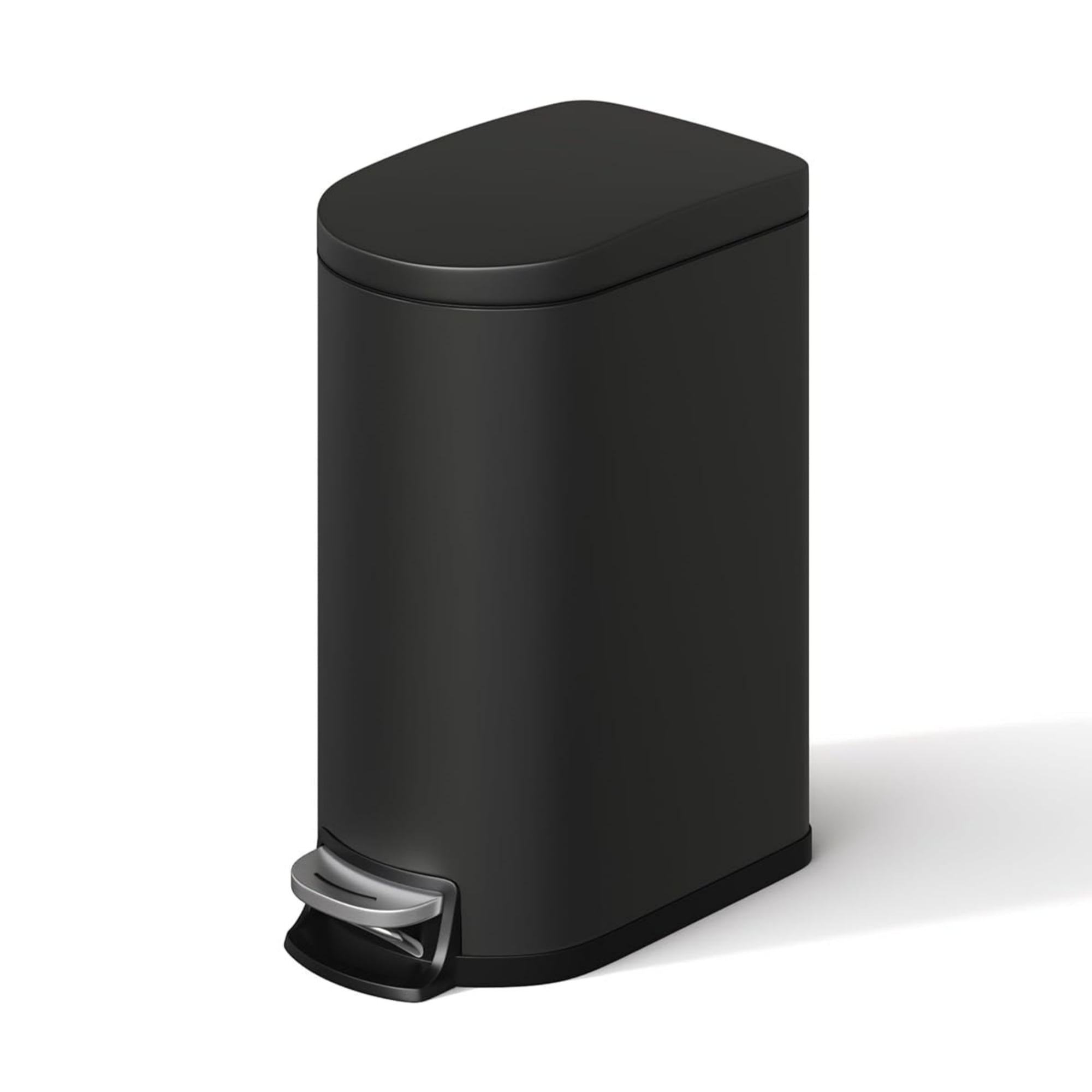 Alt View 1. Homhougo - 2.6 Gallon Step-on Trash Bin with Lid, 12.6 x 7.32 x 15.28", Bathroom Use, Black - Black.