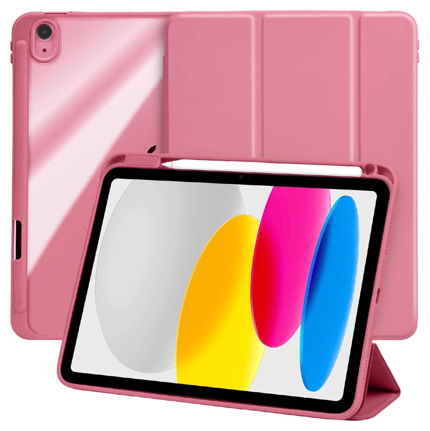 Vena - For iPad A16 Case Clear, iPad 10th Generation Case, iPad 11th Gen Case Trifold Stand Slim Protective Cover - Watermelon Pink