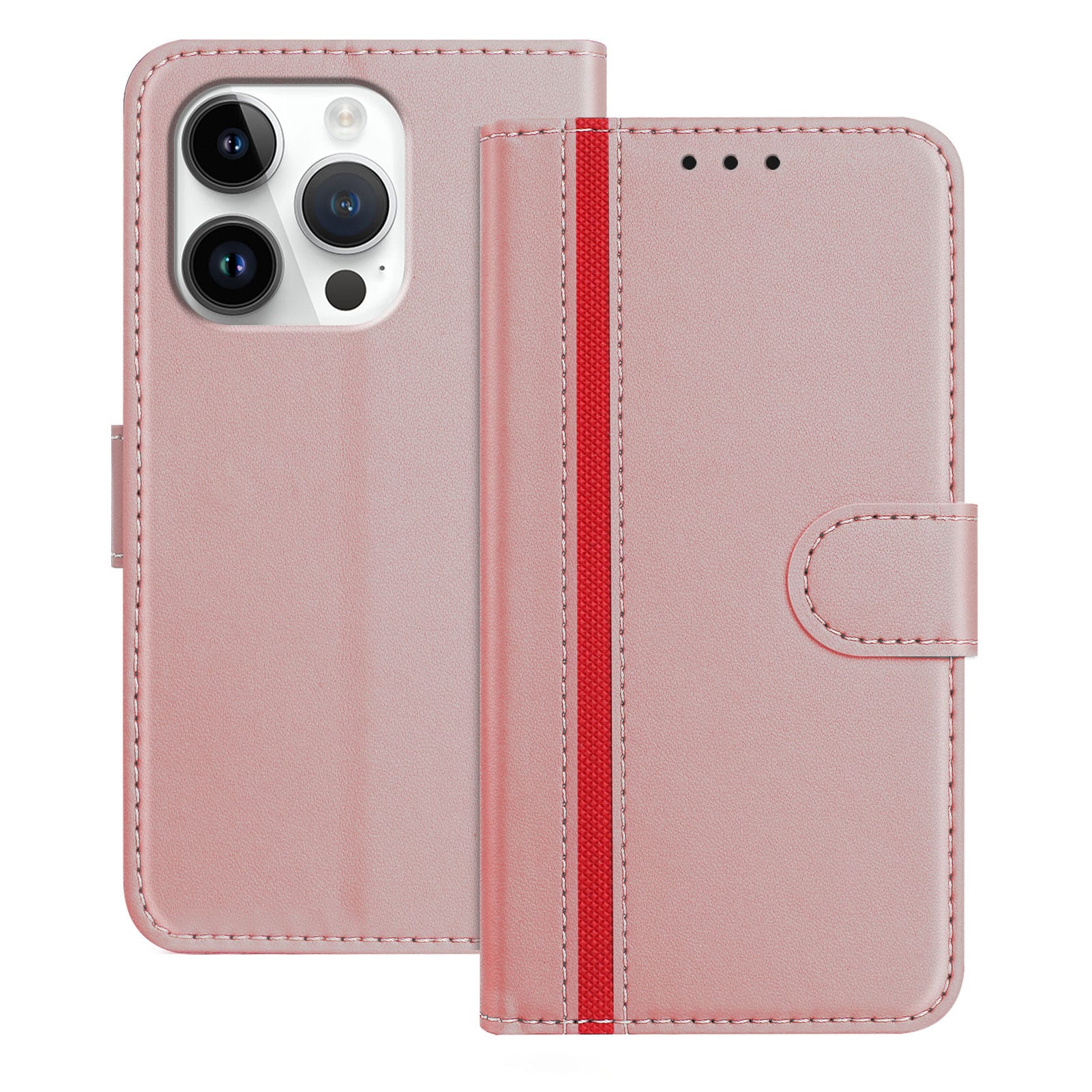 Dteck - Slim Card Holder Case for Apple iPhone 16 Pro,PU Leather Magnetic Closure Shockproof TPU Inner Flip Wallet Cover - Rosegold price history on PriceWatchPro