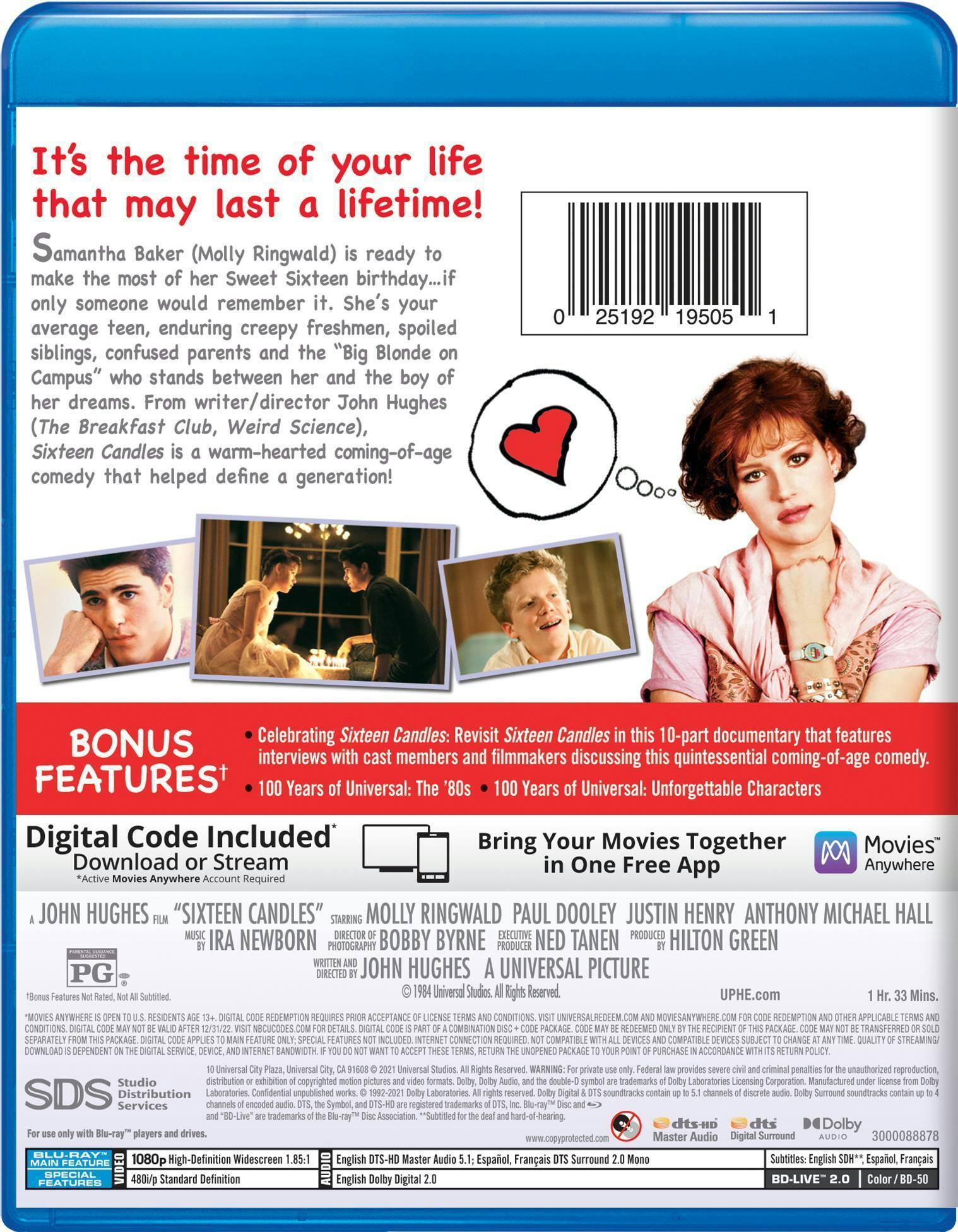 Back. Sixteen Candles (Digital) [Blu-ray].