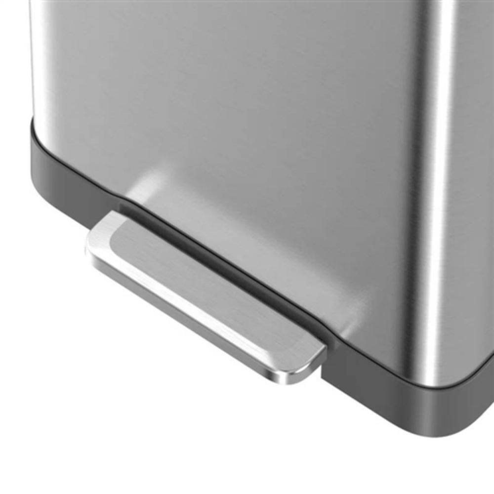 Back. Hivvago - 20-Gallon Sturdy Stainless Steel Kitchen Trash Can with Step-on Lid - Silver.
