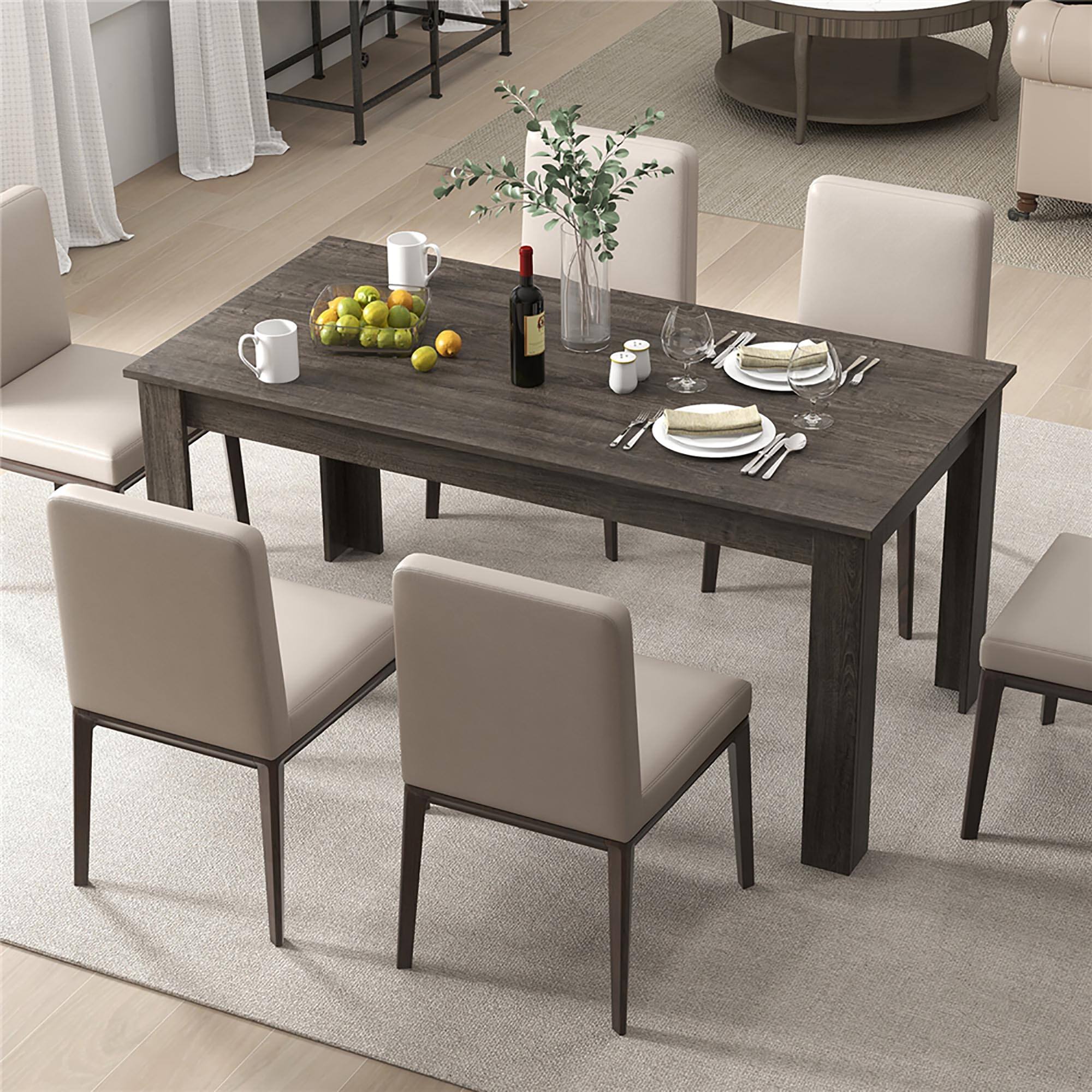 Alt View 5. Gymax - Gymax Dining Table for 4-6 People 63-inch Kitchen Table w/ L-shaped Legs - Gray.