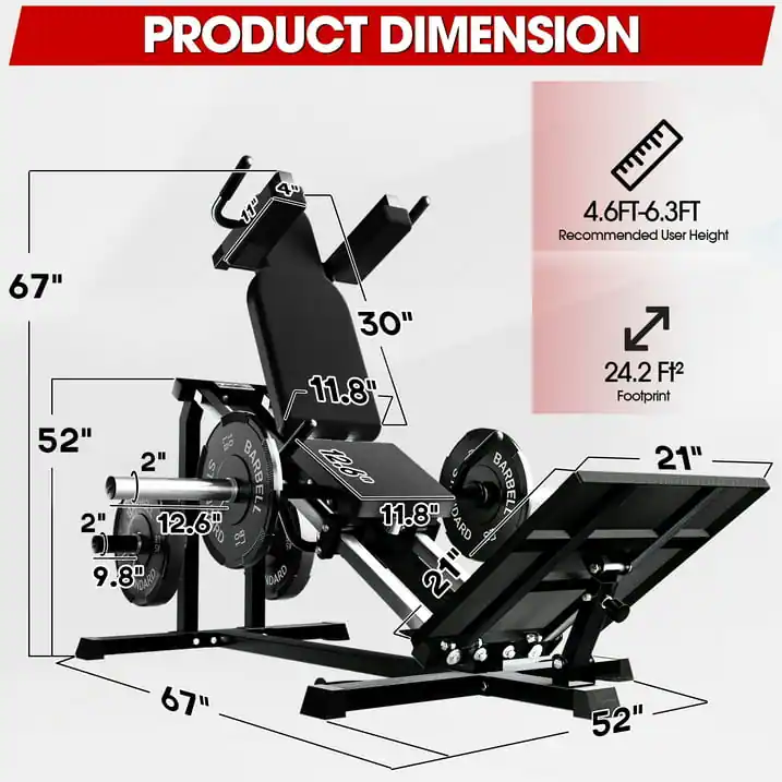 Syedee Compact Leg Sled Machine, Leg Press Machine Capacity 1000lbs ...
