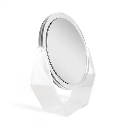Front. Zadro - Countertop Makeup Mirror with 5X/1X Magnifications & Swiveling 8.5-inch Dia. Head - Clear.