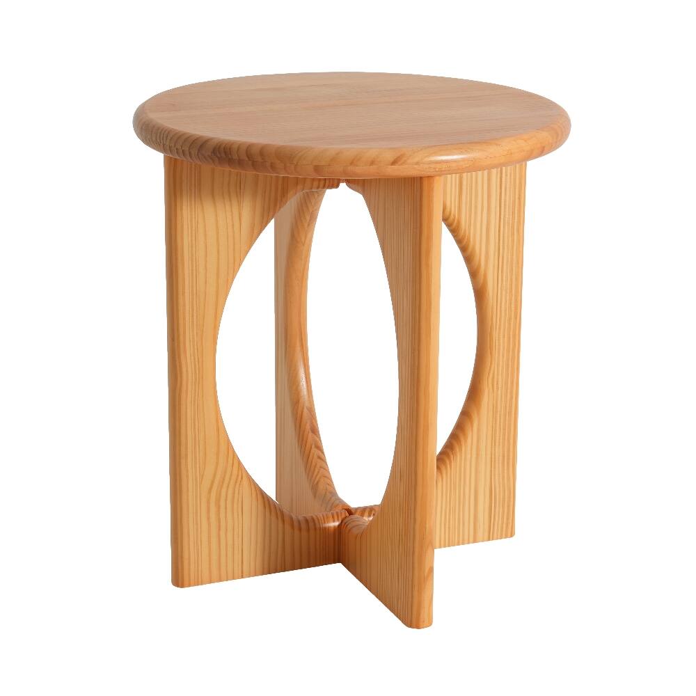 Back. Loheer - Loheer Natural Pine End Table Round Side Table Geometric Cross-Leg Modern Accent Table for Living Room - Natural.
