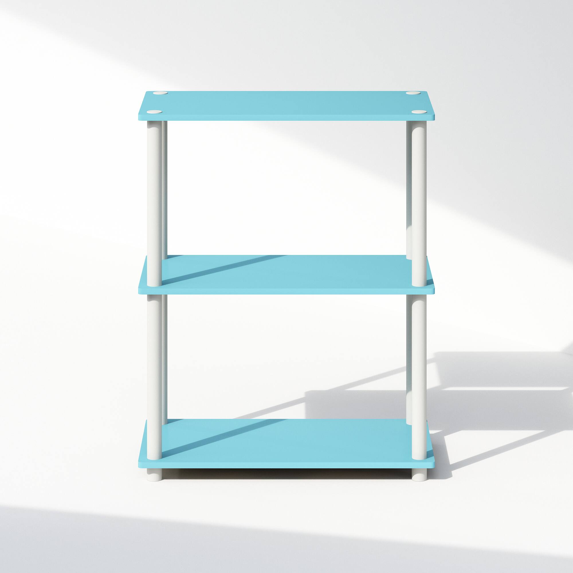 Alt View 1. Furinno - Turn-N-Tube 3-Tier Multipurpose Compact Display Rack, Shelving Unit, Bookcase - Light Blue/White.