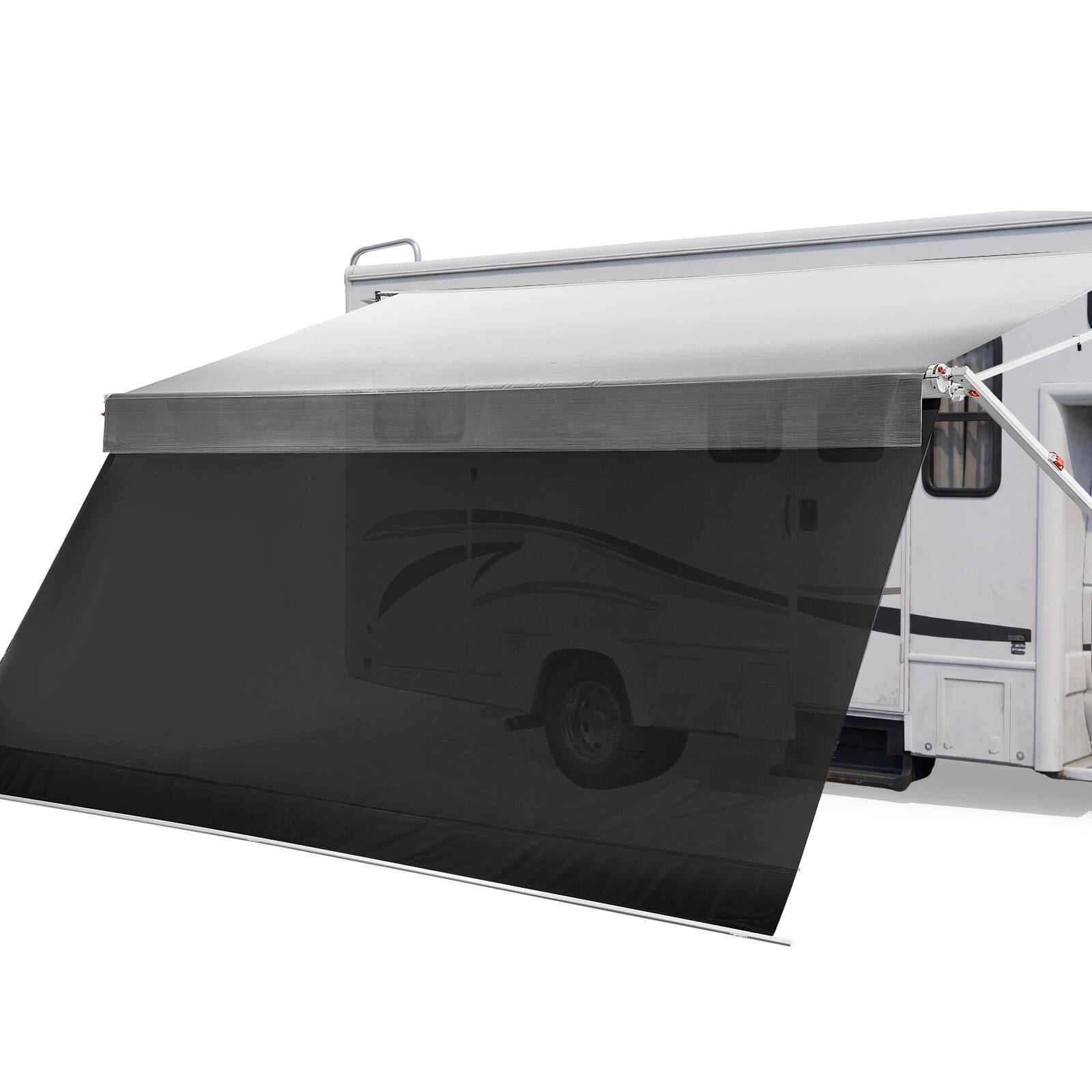 Front. VEVOR - Manual RV Awning Complete Kit & Sunshade Screen,18.12FT Retractable RV Awning with Aluminum Alloy Frame - Gradient Gray.