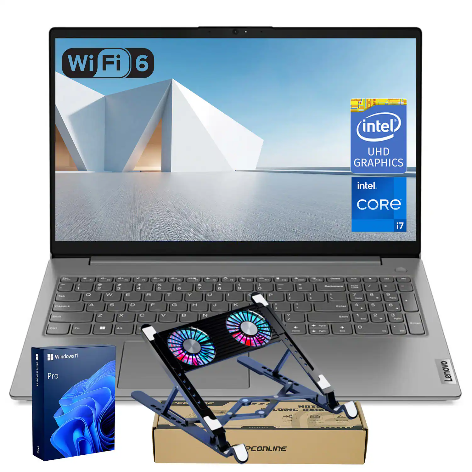 Lenovo - V15 15.6" FHD Laptop - Intel Core i7-13620H with 40GB RAM - 2TB Solid State Drive - Numeric Keypad - PCO Laptop Cooler - Gray