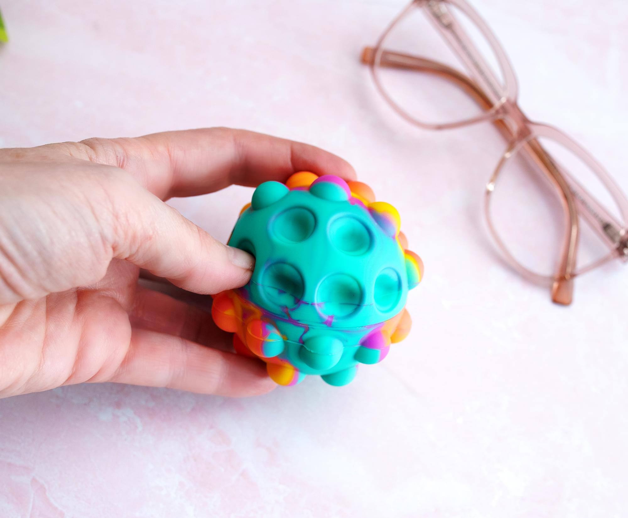 Alt View 4. Toynk - Pop Fidget Toy Pressure Relief Silicone Bubble Popping Game Ball | Rainbow - Rainbow.