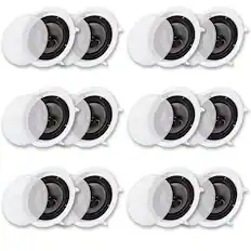 Front. Acoustic Audio by Goldwood - CS-IC83 in Ceiling Wall 8" Speaker 6 Pair Pack 3 Way Home Theater Flush Mount - Paintable White.